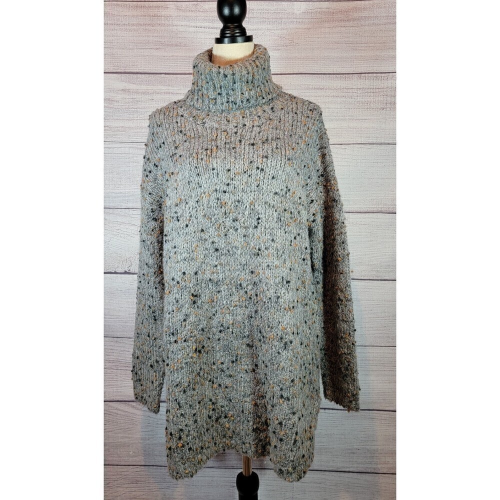 PINK Martini Turtleneck Mohair Confetti Knit Sweater Grey Size Large